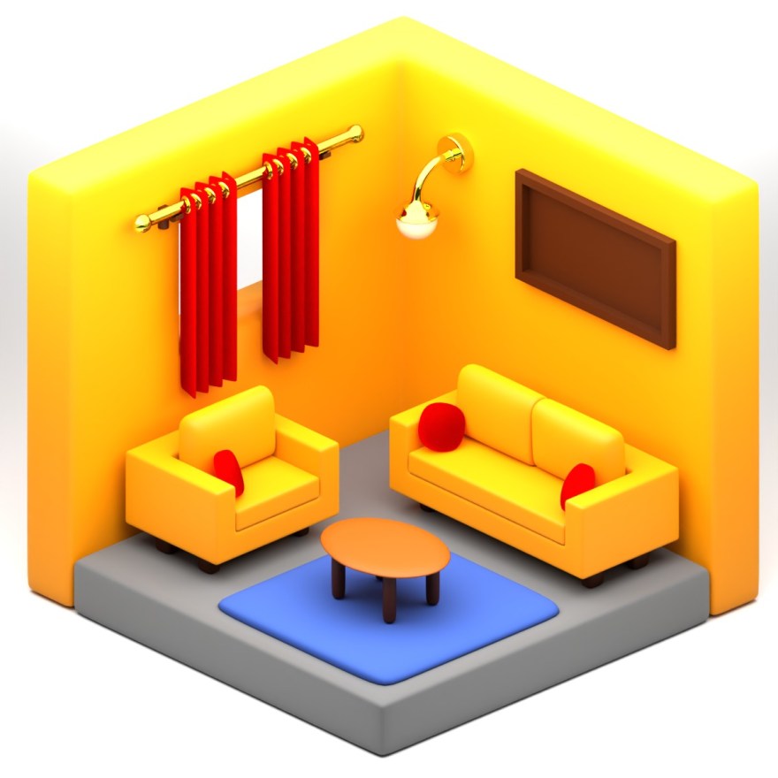 3D living room isometric