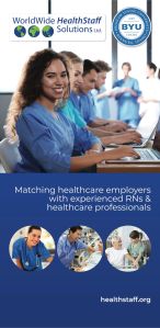 WorldWide HealthStaff Solutions and BYUI trade show banner